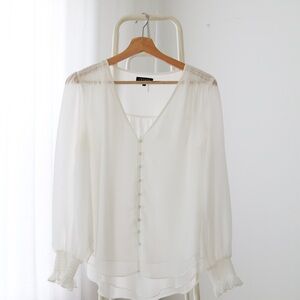 1.STATE White Blouse with Pleated Sleeves size Small